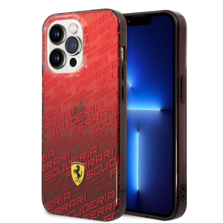 Ferrari iPhone 14 Pro Backcover hoesje - SF Allover - Rood-Hoesjes-Ilumina Benelux