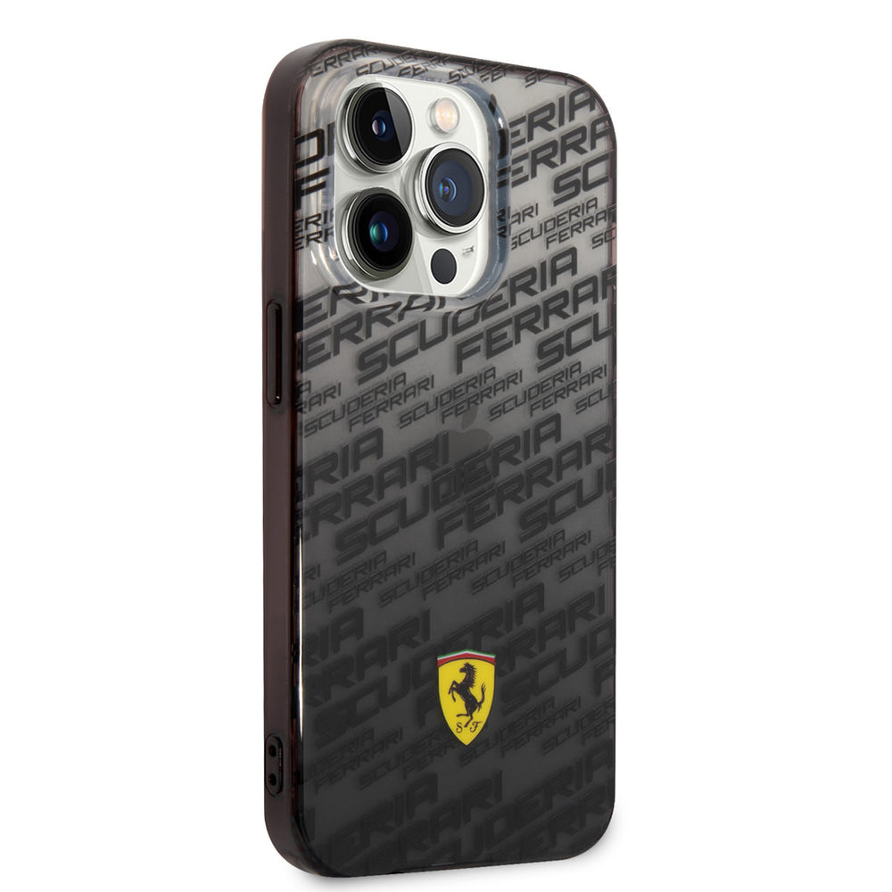 Ferrari iPhone 14 Pro Backcover hoesje - SF Allover - Zwart-Hoesjes-Ilumina Benelux