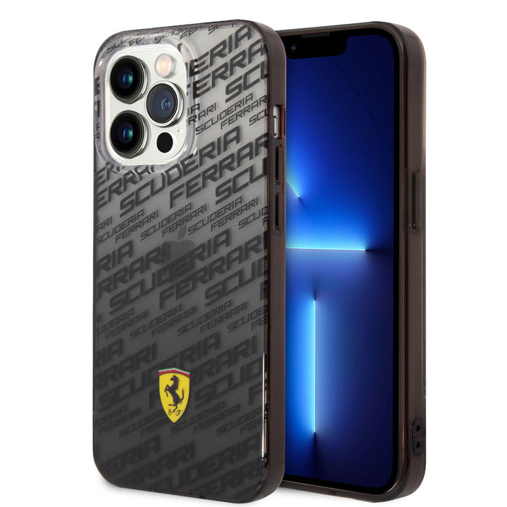 Ferrari iPhone 14 Pro Backcover hoesje - SF Allover - Zwart-Hoesjes-Ilumina Benelux