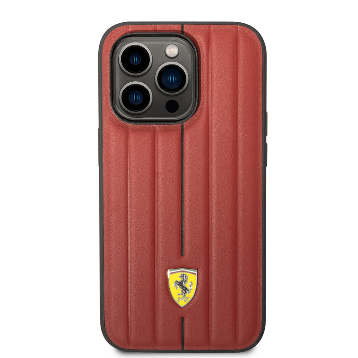 Ferrari iPhone 14 Pro Hardcase Backcover - Hot Stamp - Black Line - Rood-Hoesjes-Ilumina Benelux