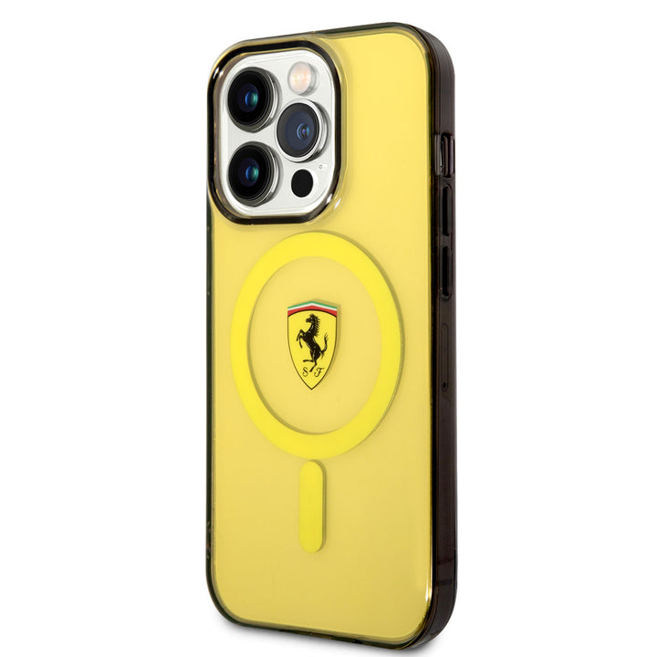 Ferrari iPhone 14 Pro Max Backcover hoesje - Magsafe - Translucent Yellow - Geel-Hoesjes-Ilumina Benelux