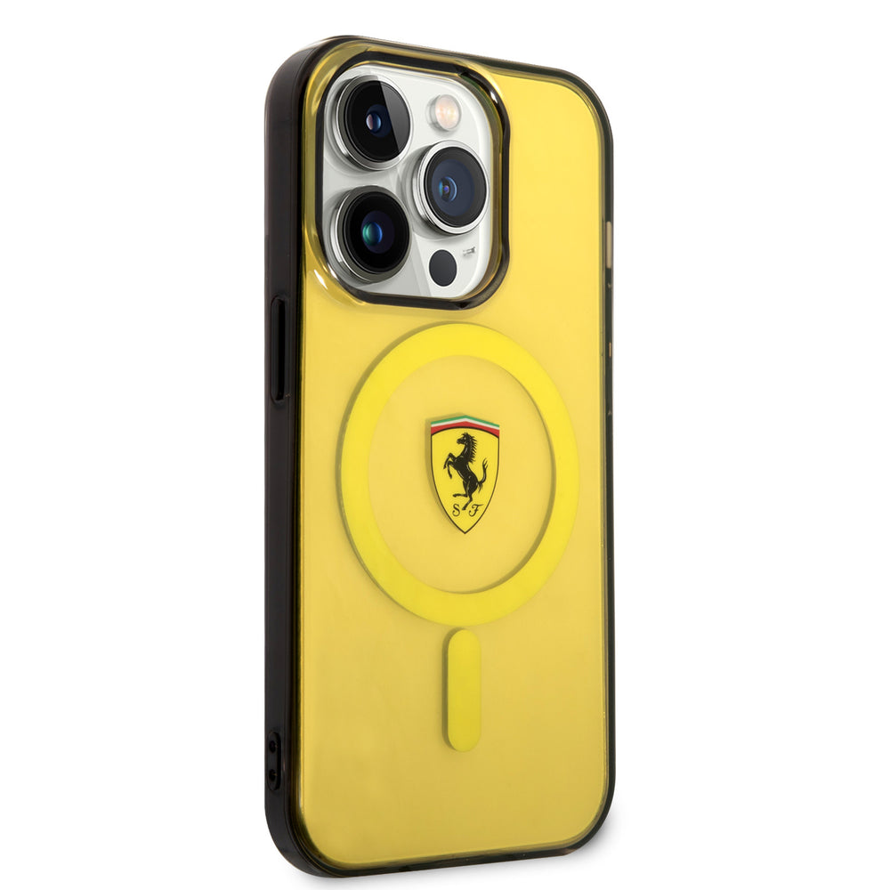 Ferrari iPhone 14 Pro Max Backcover hoesje - Magsafe - Translucent Yellow - Geel-Hoesjes-Ilumina Benelux