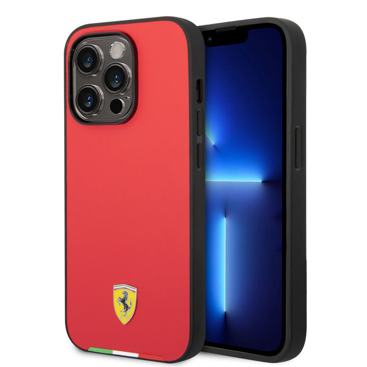 Ferrari iPhone 14 Pro Max Hardcase Backcover - Italian Flag Line - Rood-Hoesjes-Ilumina Benelux