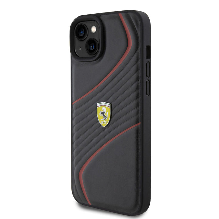 Ferrari iPhone 15 & 14 Plus Backcover hoesje Twist - Zwart-Hoesjes-Ilumina Benelux