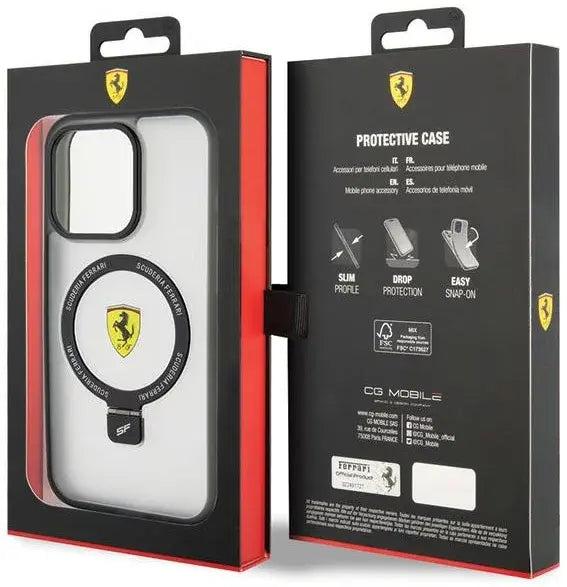Ferrari iPhone 15 & 14 Plus Hardcase Backcover Ring Stand - Zwart-Hoesjes-Ilumina Benelux