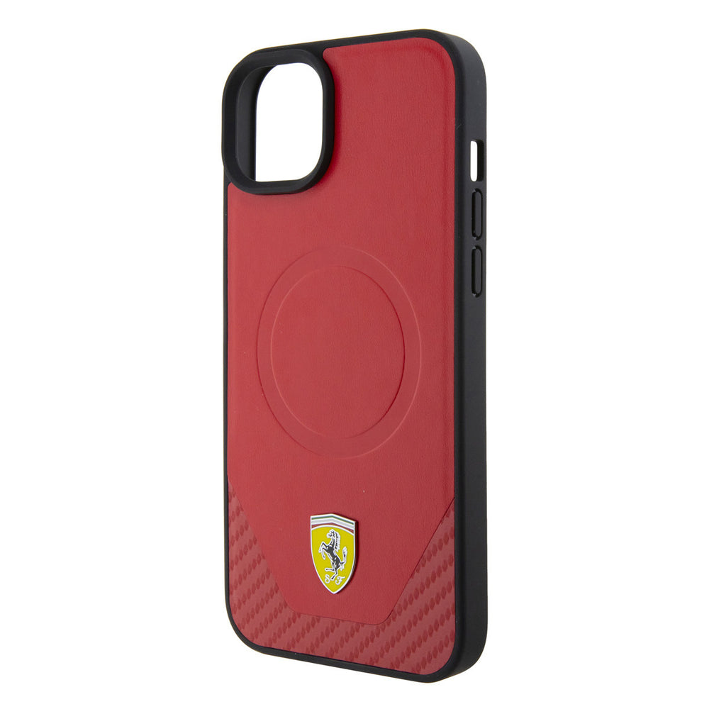Ferrari iPhone 15 & 14 Plus Hardcase hoesje - Magsafe - Carbon - Rood-Hoesjes-Ilumina Benelux