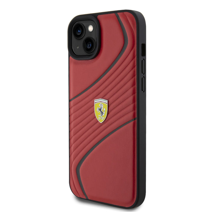 Ferrari iPhone 15 & 14 Plus Hardcase hoesje - Twist - Rood-Hoesjes-Ilumina Benelux