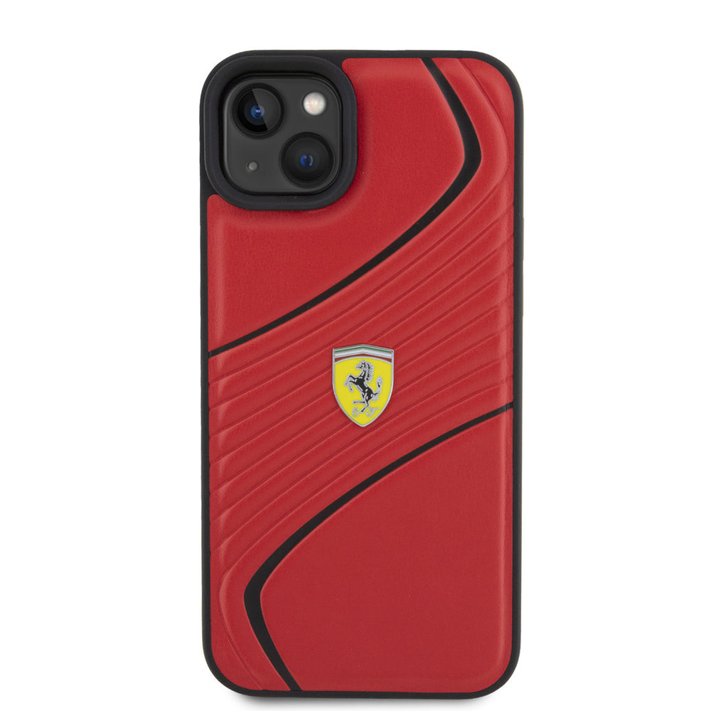 Ferrari iPhone 15 & 14 Plus Hardcase hoesje - Twist - Rood-Hoesjes-Ilumina Benelux