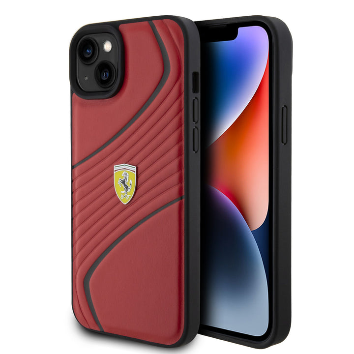 Ferrari iPhone 15 & 14 Plus Hardcase hoesje - Twist - Rood-Hoesjes-Ilumina Benelux