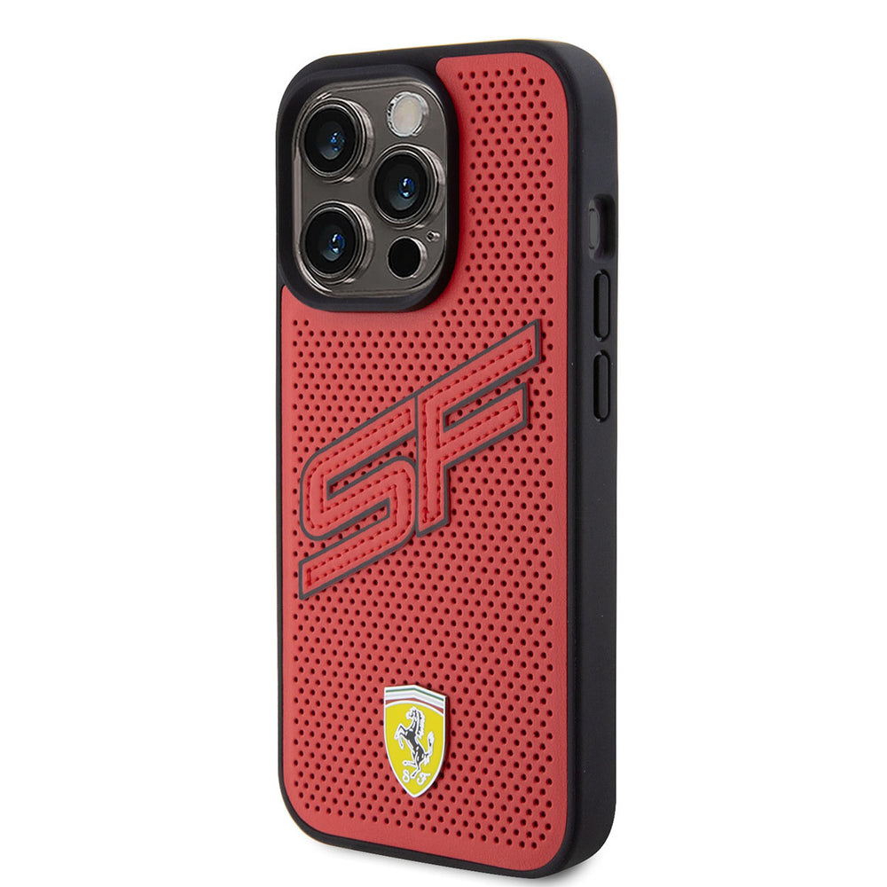 Ferrari iPhone 15 Pro Hardcase Backcover Perforated - Rood-Hoesjes-Ilumina Benelux
