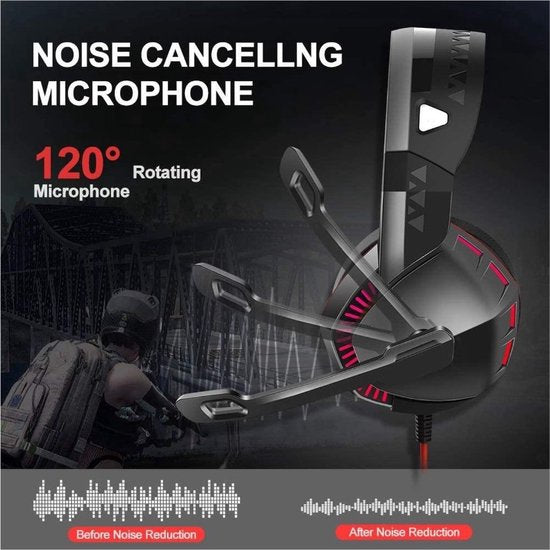 Gaming headset – Draadloos & bedraad – 7.1 surround sound – Noise cancelling microfoon – Bluetooth & 3.5mm jack – Zwart-Ilumina Benelux