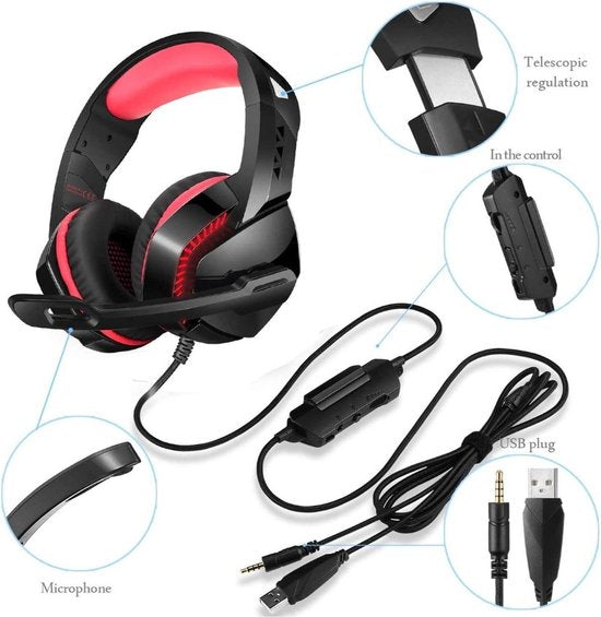 Gaming headset – Draadloos & bedraad – 7.1 surround sound – Noise cancelling microfoon – Bluetooth & 3.5mm jack – Zwart-Ilumina Benelux