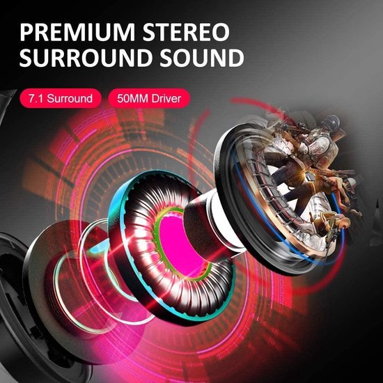 Gaming headset – Draadloos & bedraad – 7.1 surround sound – Noise cancelling microfoon – Bluetooth & 3.5mm jack – Zwart-Ilumina Benelux