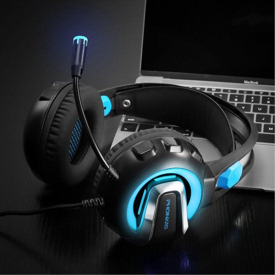 Gaming headset PC – Over-ear stereo – 50mm drivers – Noise cancelling microfoon – RGB LED – 3,5mm jack + USB – Zwart-Ilumina Benelux