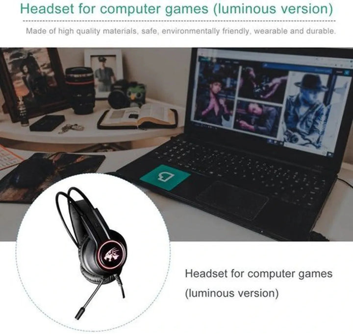 Gaming headset PC – Stereo met dual 3,5 mm jack + USB – 50 mm drivers – RGB – Noise cancelling – Zwart-Ilumina Benelux