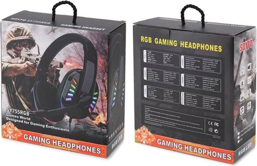 Gaming headset – SOYTO SY755 – RGB verlichting – 2 m kabel – Zwart-Ilumina Benelux