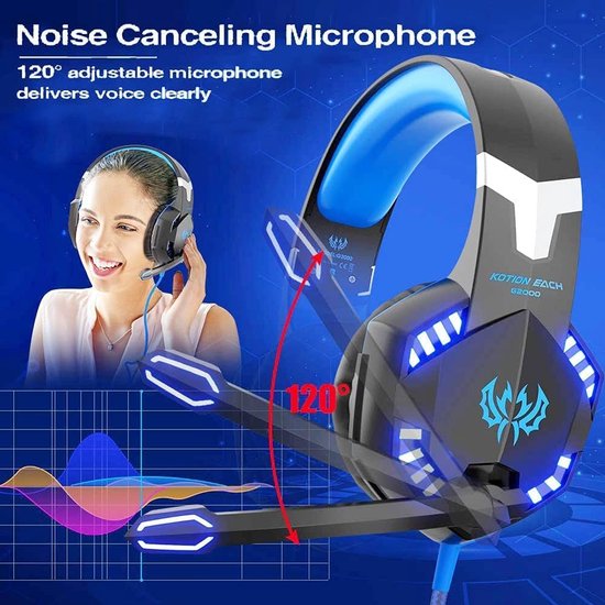 Gaming headset – Stereo surround – 50mm drivers – Noise cancelling microfoon – LED verlichting – Multi-platform zwart-Ilumina Benelux
