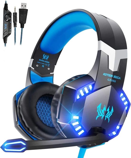 Gaming headset – Stereo surround – 50mm drivers – Noise cancelling microfoon – LED verlichting – Multi-platform zwart-Ilumina Benelux