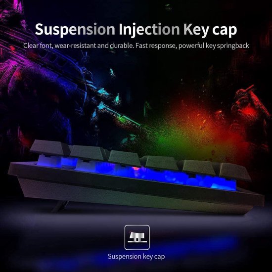 Gaming toetsenbord – Bedraad USB – 104 toetsen – RGB 3-kleur achtergrondverlichting – Ergonomisch – Zwart-Toetsenbord-Ilumina Benelux