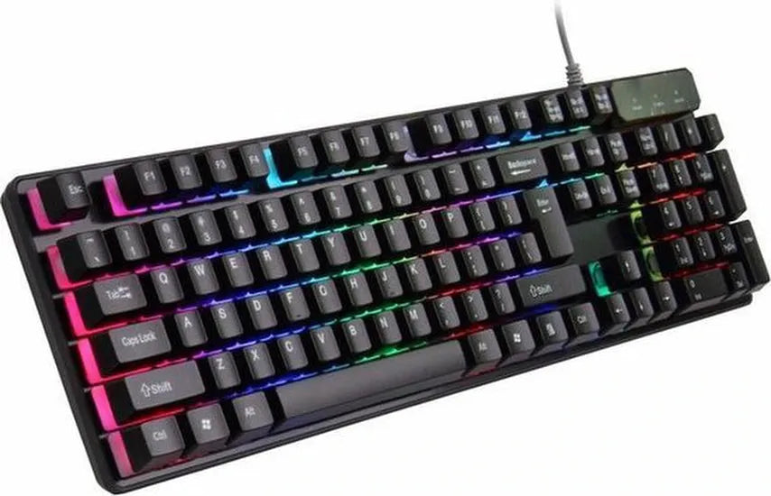 Gaming toetsenbord – Bedraad USB – 104 toetsen – RGB 3-kleur achtergrondverlichting – Ergonomisch – Zwart-Toetsenbord-Ilumina Benelux