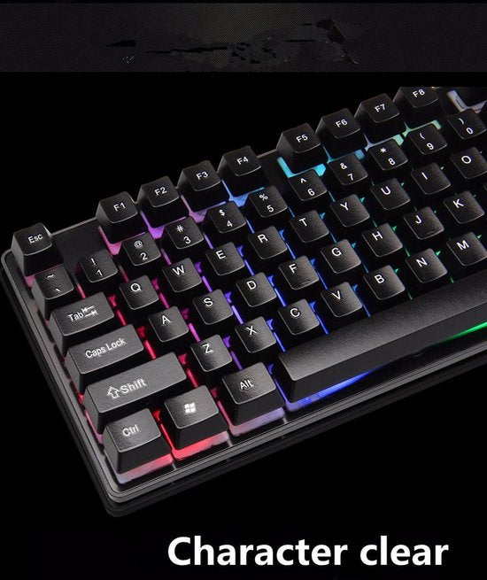 Gaming toetsenbord – Bedraad USB – 104 toetsen – RGB 3-kleur achtergrondverlichting – Ergonomisch – Zwart-Toetsenbord-Ilumina Benelux
