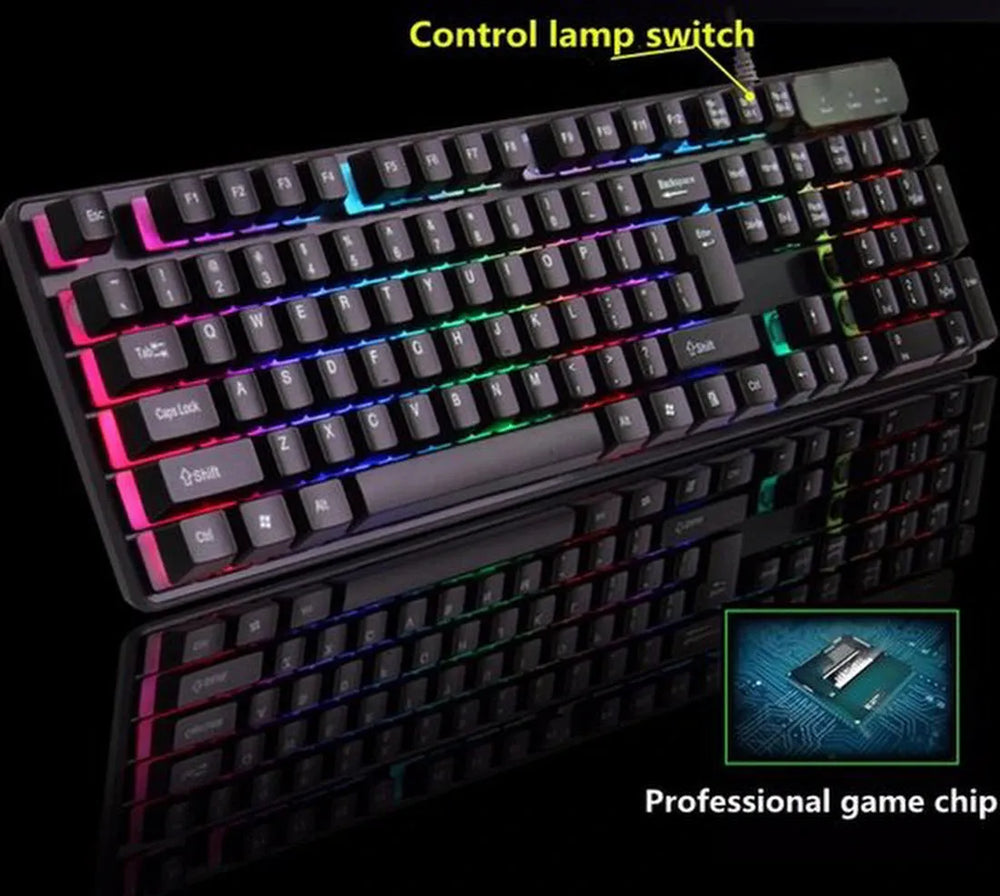 Gaming toetsenbord – Bedraad USB – 104 toetsen – RGB 3-kleur achtergrondverlichting – Ergonomisch – Zwart-Toetsenbord-Ilumina Benelux