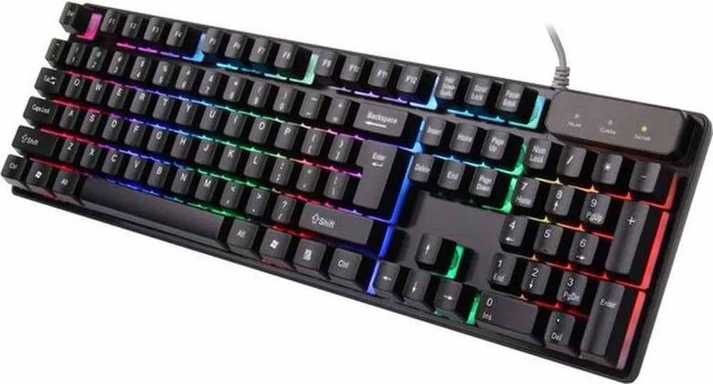 Gaming toetsenbord – Bedraad USB – 104 toetsen – RGB 3-kleur achtergrondverlichting – Ergonomisch – Zwart-Toetsenbord-Ilumina Benelux