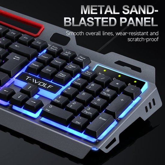 Gaming toetsenbord – RGB verlichting – Bedraad USB – 104 toetsen QWERTY – Anti-spatwater – Met telefoonhouder – Zwart-Toetsenbord-Ilumina Benelux