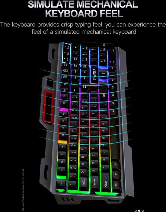 Gaming toetsenbord – RGB verlichting – Bedraad USB – 104 toetsen QWERTY – Anti-spatwater – Met telefoonhouder – Zwart-Toetsenbord-Ilumina Benelux