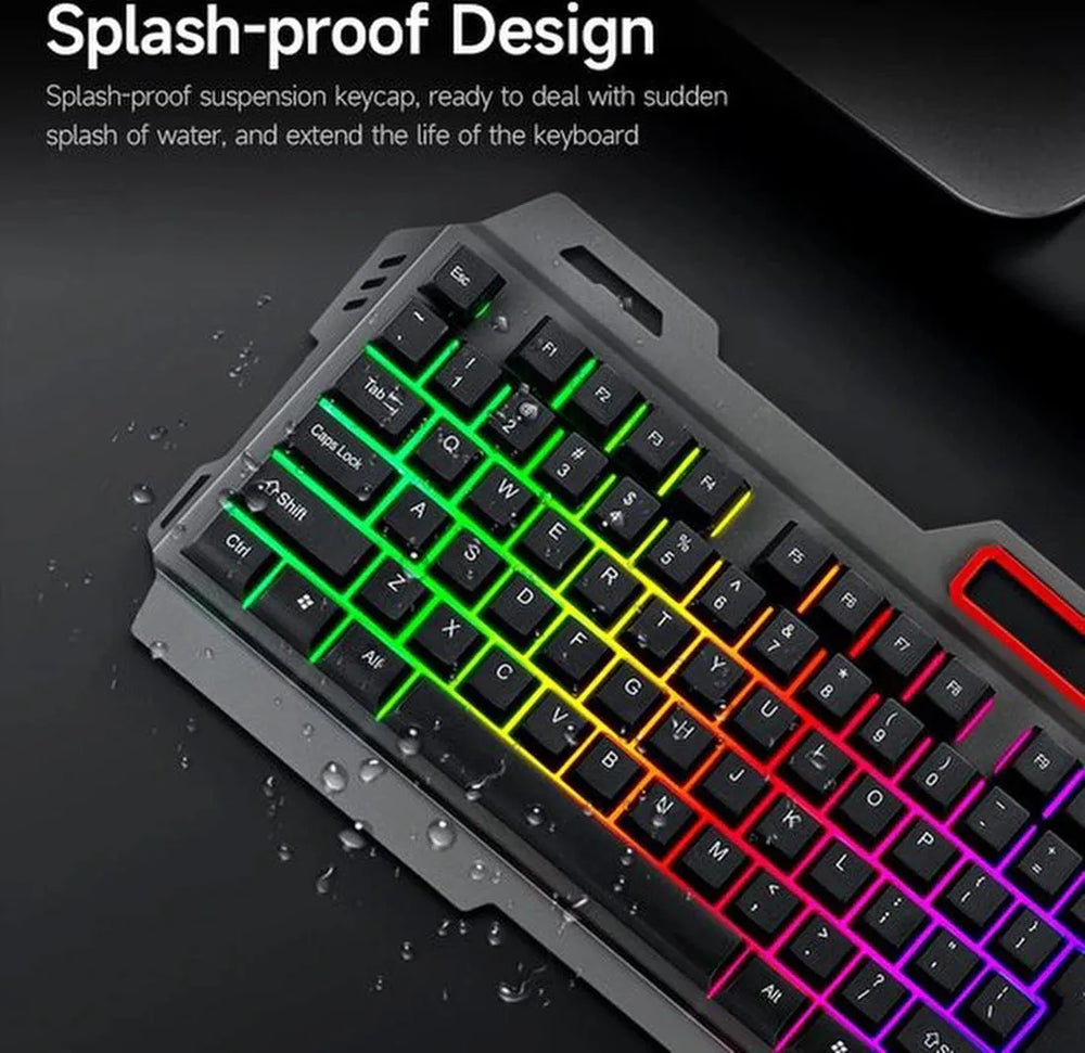 Gaming toetsenbord – RGB verlichting – Bedraad USB – 104 toetsen QWERTY – Anti-spatwater – Met telefoonhouder – Zwart-Toetsenbord-Ilumina Benelux