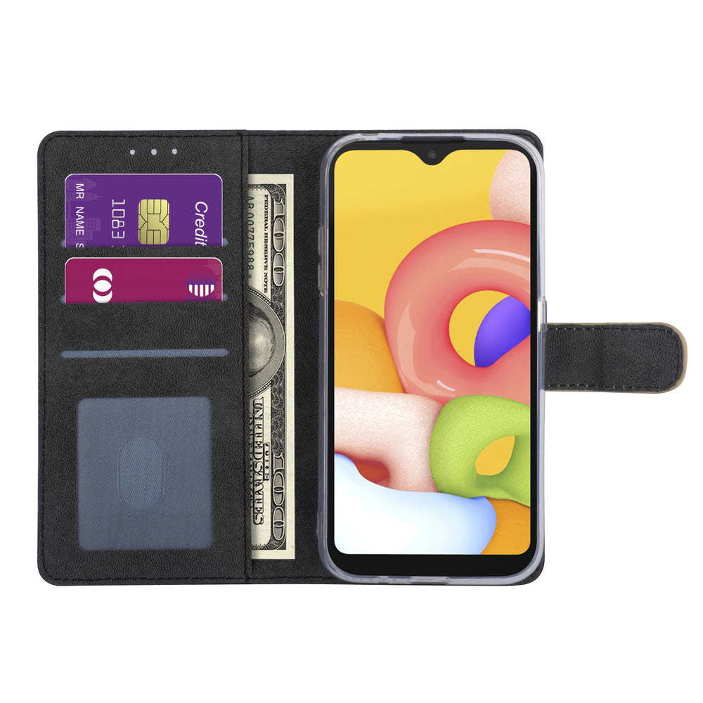 Goud hoesje Samsung Galaxy A01 - Book Case - Kaarthouder (A015F)-Hoesjes-Ilumina Benelux