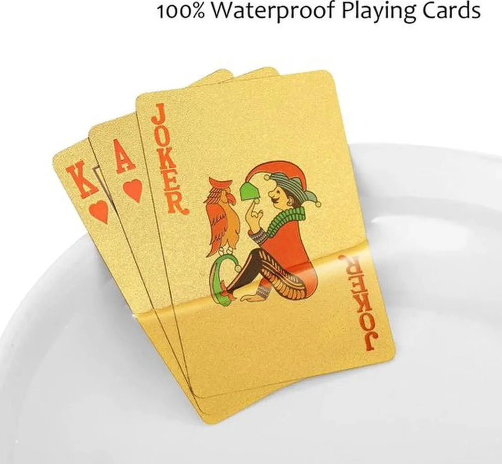 Gouden speelkaarten – Waterdicht pokerkaartspel – Wasbaar & flexibel – Hoogwaardig plastic – Goud-Kaartspel-Ilumina Benelux