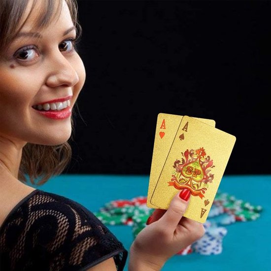 Gouden speelkaarten – Waterdicht pokerkaartspel – Wasbaar & flexibel – Hoogwaardig plastic – Goud-Kaartspel-Ilumina Benelux