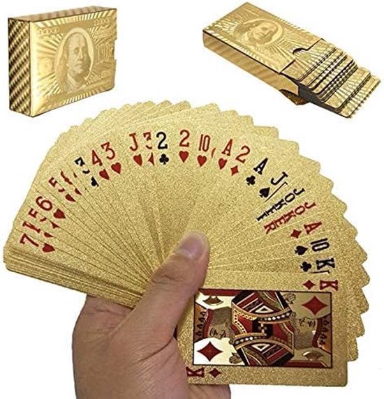 Gouden speelkaarten – Waterdicht pokerkaartspel – Wasbaar & flexibel – Hoogwaardig plastic – Goud-Kaartspel-Ilumina Benelux