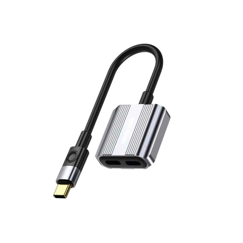 Green Lion 2 In 1 Splitter Adapter - Type-C to Dual Type-C - Grijs-Audiokabel-Ilumina Benelux