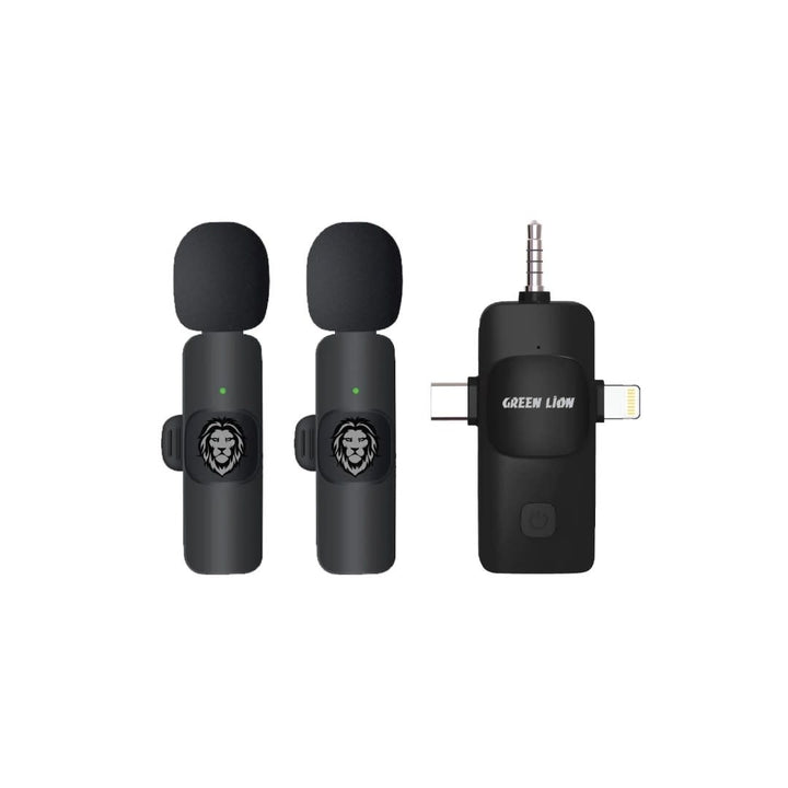 Green Lion 3 in1 Microphone - Type C/Lightning/AUX - Zwart-Audiokabel-Ilumina Benelux