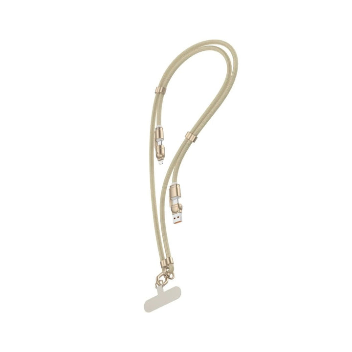 Green Lion 4 in 1 Braided 150cm Lanyard Cable with Tether Patch - Beige-Telefoonkoord-Ilumina Benelux