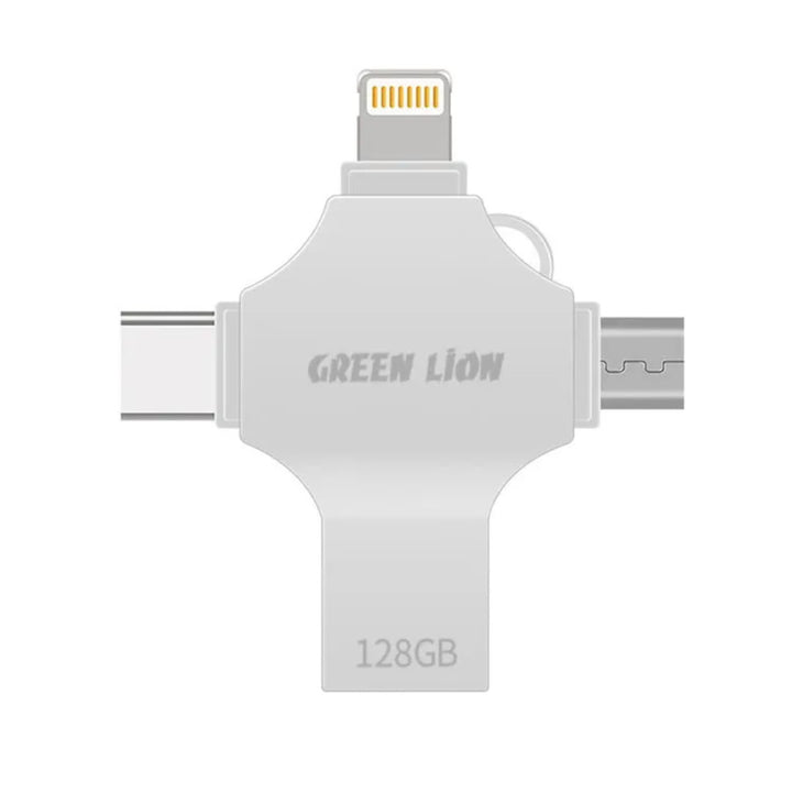 Green Lion 4 in 1 USB Flash Drive 128GB - Zilver-Geheugenkaart-Ilumina Benelux