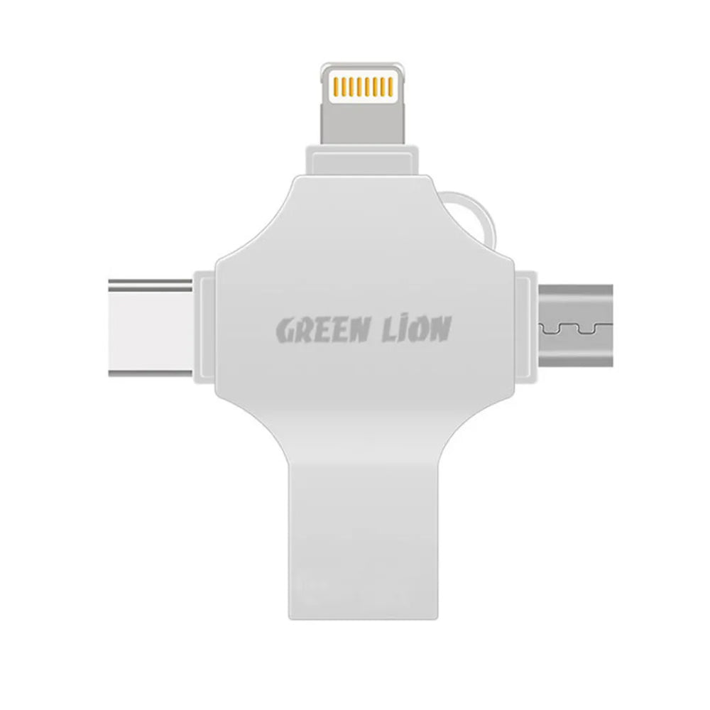 Green Lion 4 in 1 USB Flash Drive 256GB - Zilver-Geheugenkaart-Ilumina Benelux