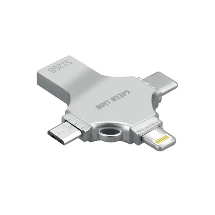 Green Lion 4 in 1 USB Flash Drive 512GB - Zilver-Geheugenkaart-Ilumina Benelux