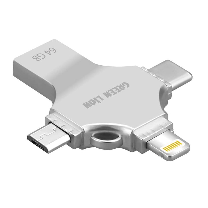 Green Lion 4 in 1 USB Flash Drive 64GB - Zilver-Geheugenkaart-Ilumina Benelux