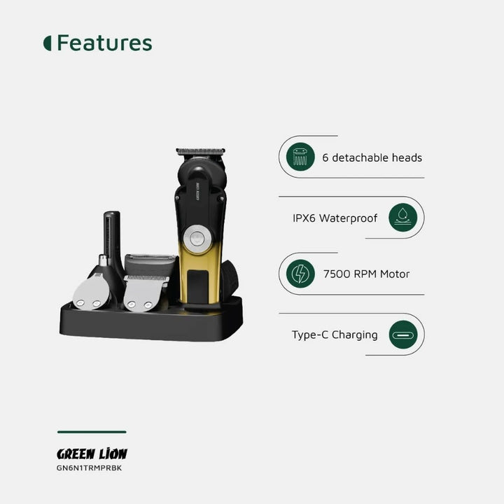 Green Lion 6 in 1 Trim Pro Grooming Kit - Zwart-Baardtrimmer-Ilumina Benelux