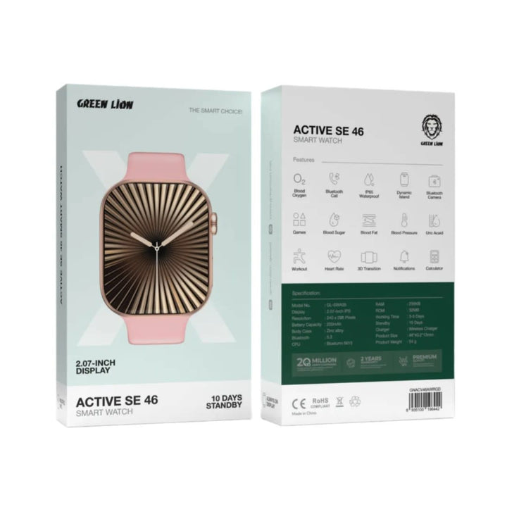 Green Lion Active SE 46 Smart Watch - RoseGold & Pink Strap-Smartwatches-Ilumina Benelux