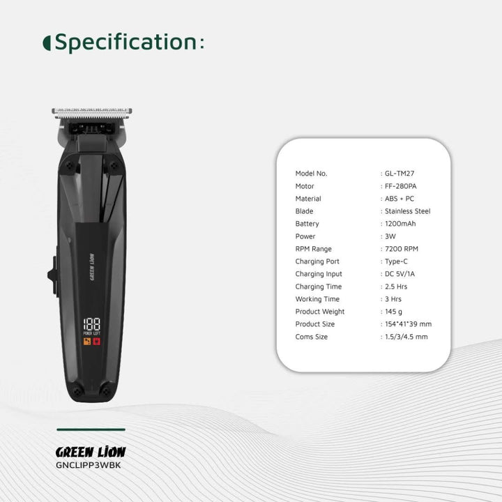 Green Lion Clip Master Professional Hair Clipper - Zwart-Baardtrimmer-Ilumina Benelux