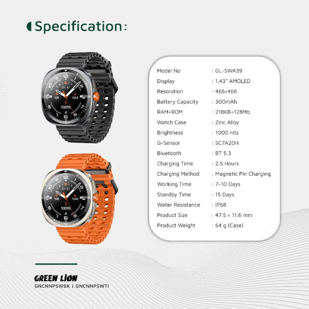Green Lion Connect Pro Smart Watch - Titanium-Smartwatches-Ilumina Benelux