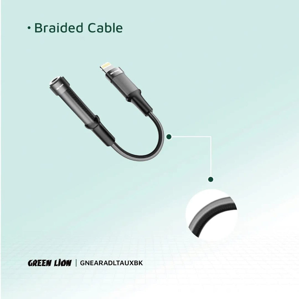 Green Lion Earphone Adapter - Lightning to 3.5 Aux - Zwart-Audiokabel-Ilumina Benelux