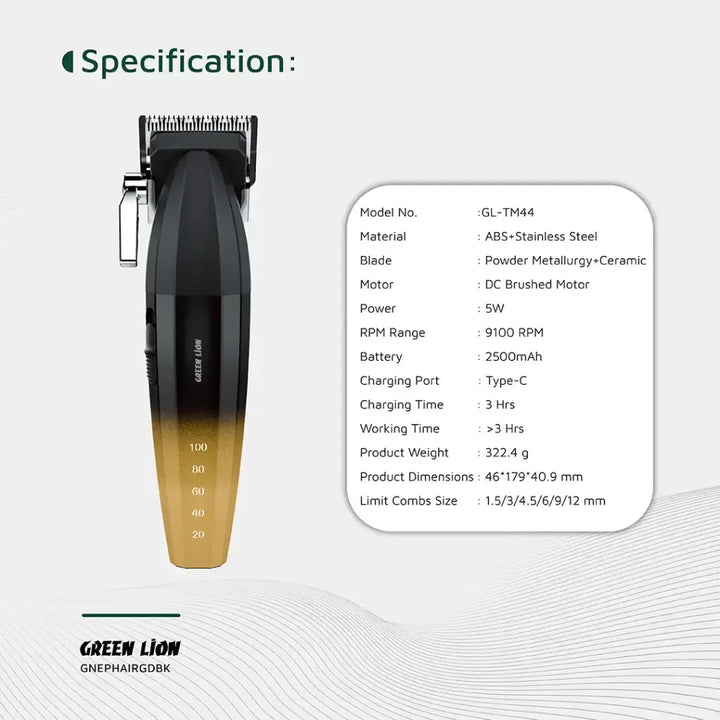 Green Lion Edge Pro Hair Clipper - Gold Black-Baardtrimmer-Ilumina Benelux