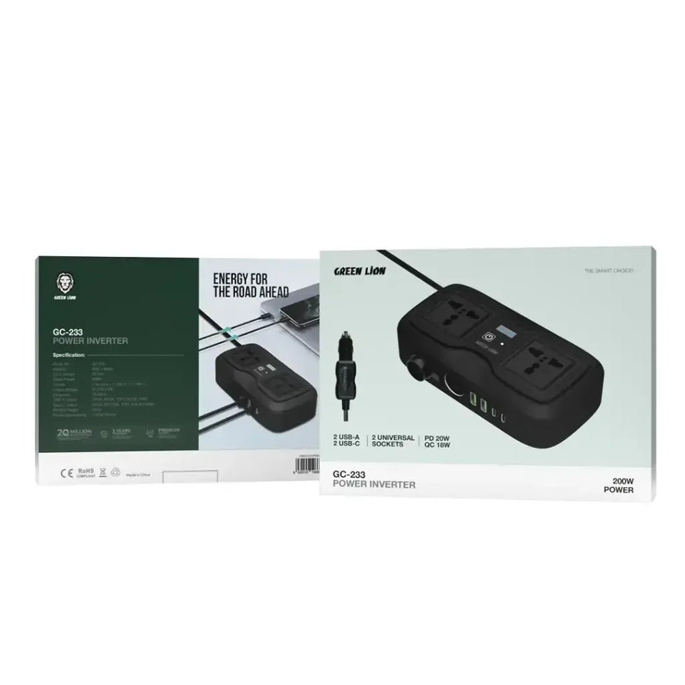 Green Lion GC-233 Power Inverter with 2 Universal Socket - Zwart-Omvormer-Ilumina Benelux
