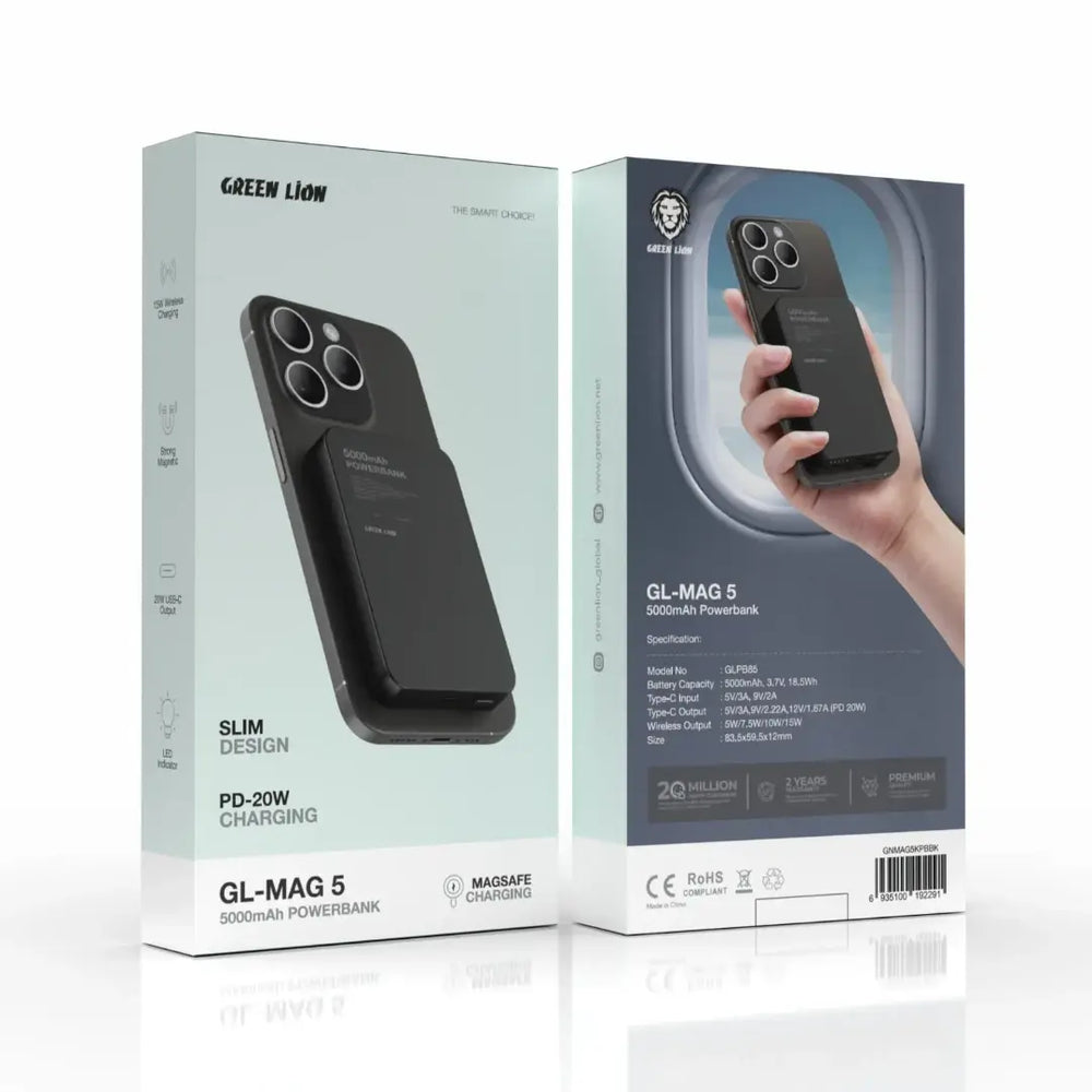 Green Lion GL-MAG 5 PD20W Powerbank 5000mAh - Zwart-Powerbank-Ilumina Benelux
