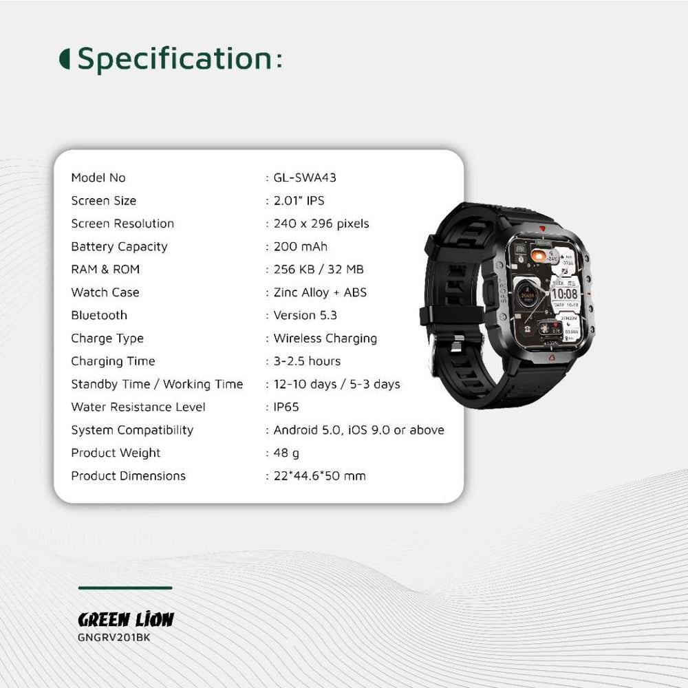Green Lion Gravix Smart Watch - Zwart-Smartwatches-Ilumina Benelux